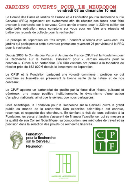 Jardins ouverts pour le Neurodon